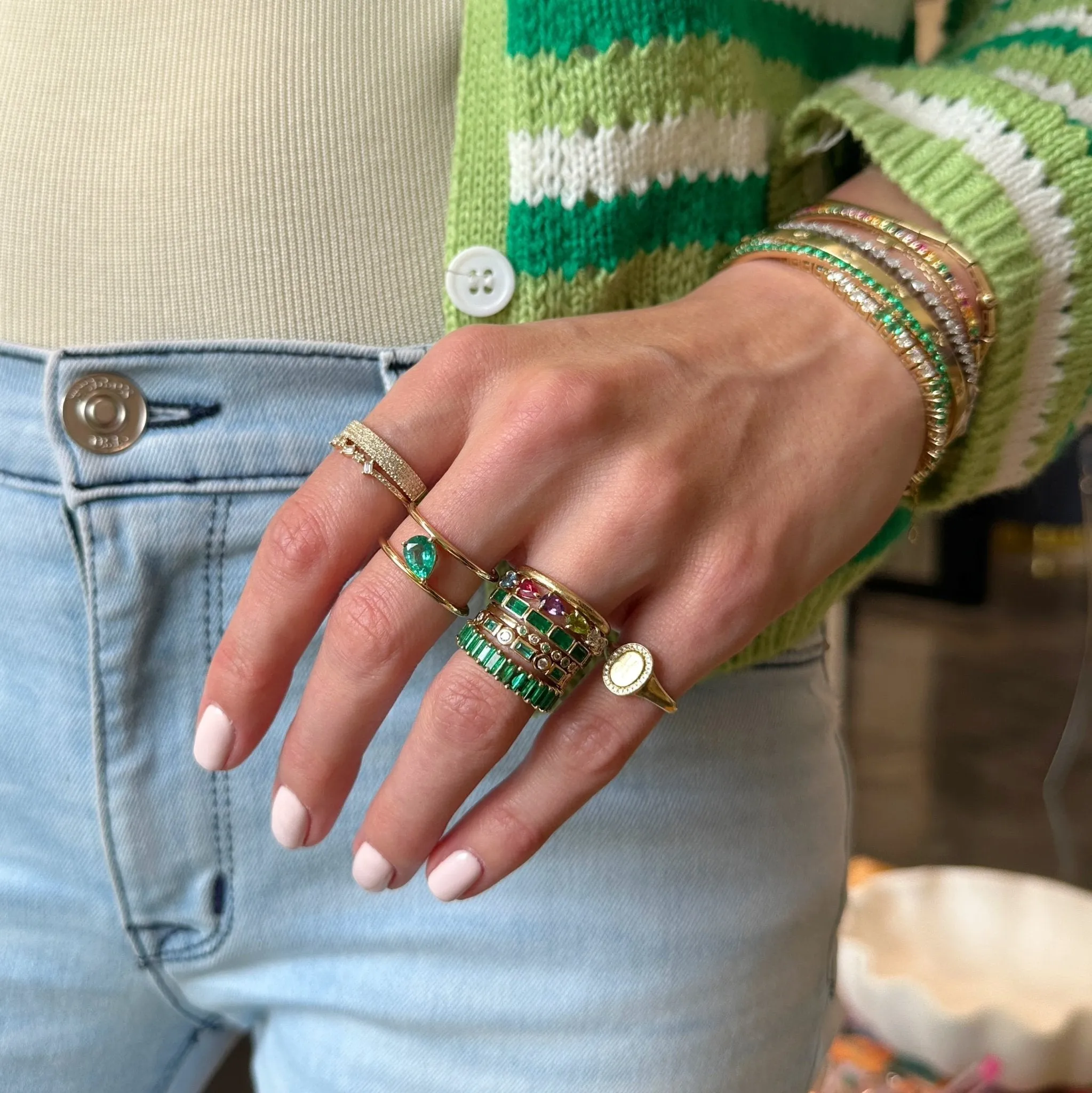 Baguette Gemstone Bezel Band