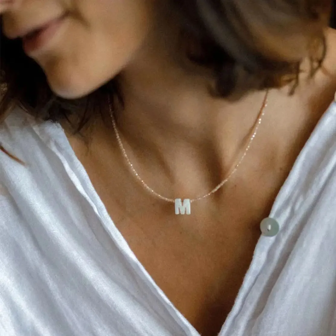 BEADED INITIAL NECKLACE