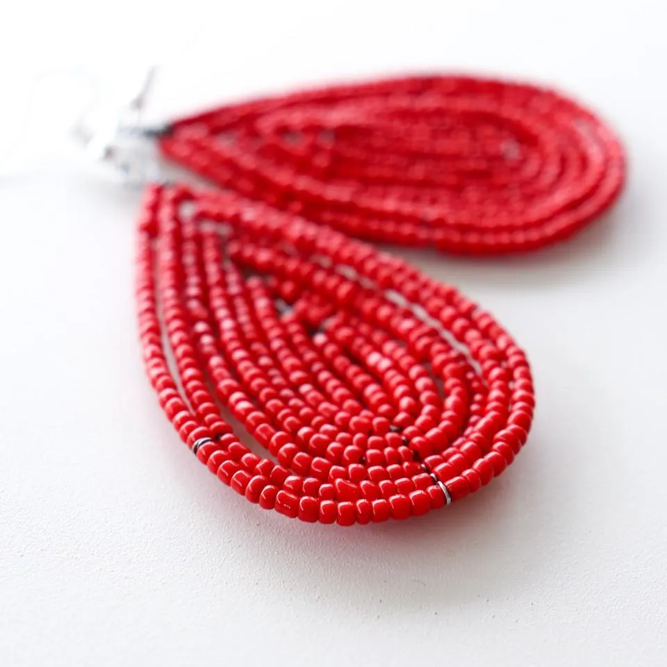Beaded Tear Drop Earrings