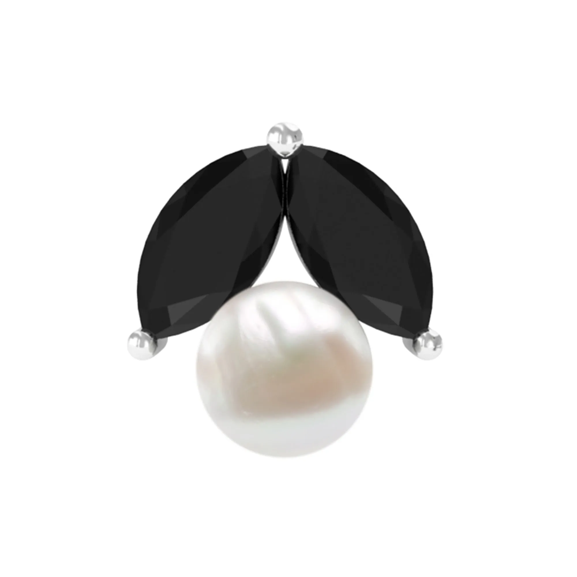 Black Diamond and Freshwater Pearl Cartilage Earring