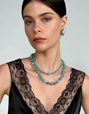 Blue Chalcedony Green Peridot Collar Necklace