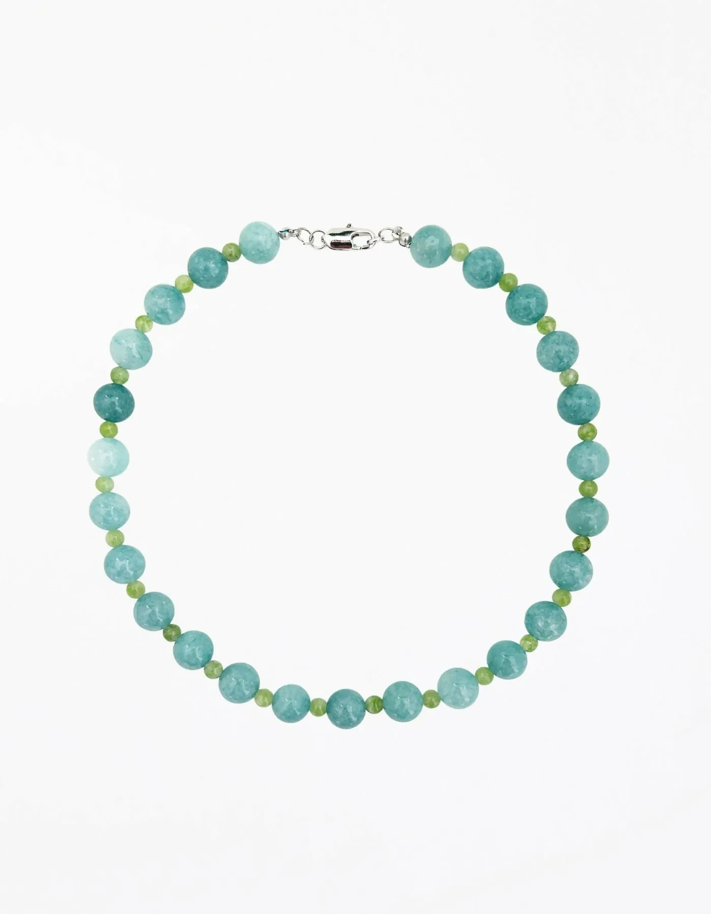 Blue Chalcedony Green Peridot Collar Necklace