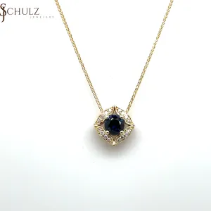 Blue Sapphire & Diamond Antique Pendant