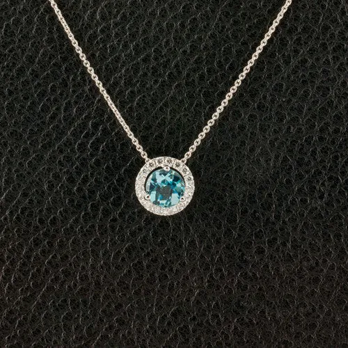 Blue Topaz & Diamond Pendant