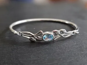 Blue Topaz Celtic 925 Silver Bangle, L8289/B