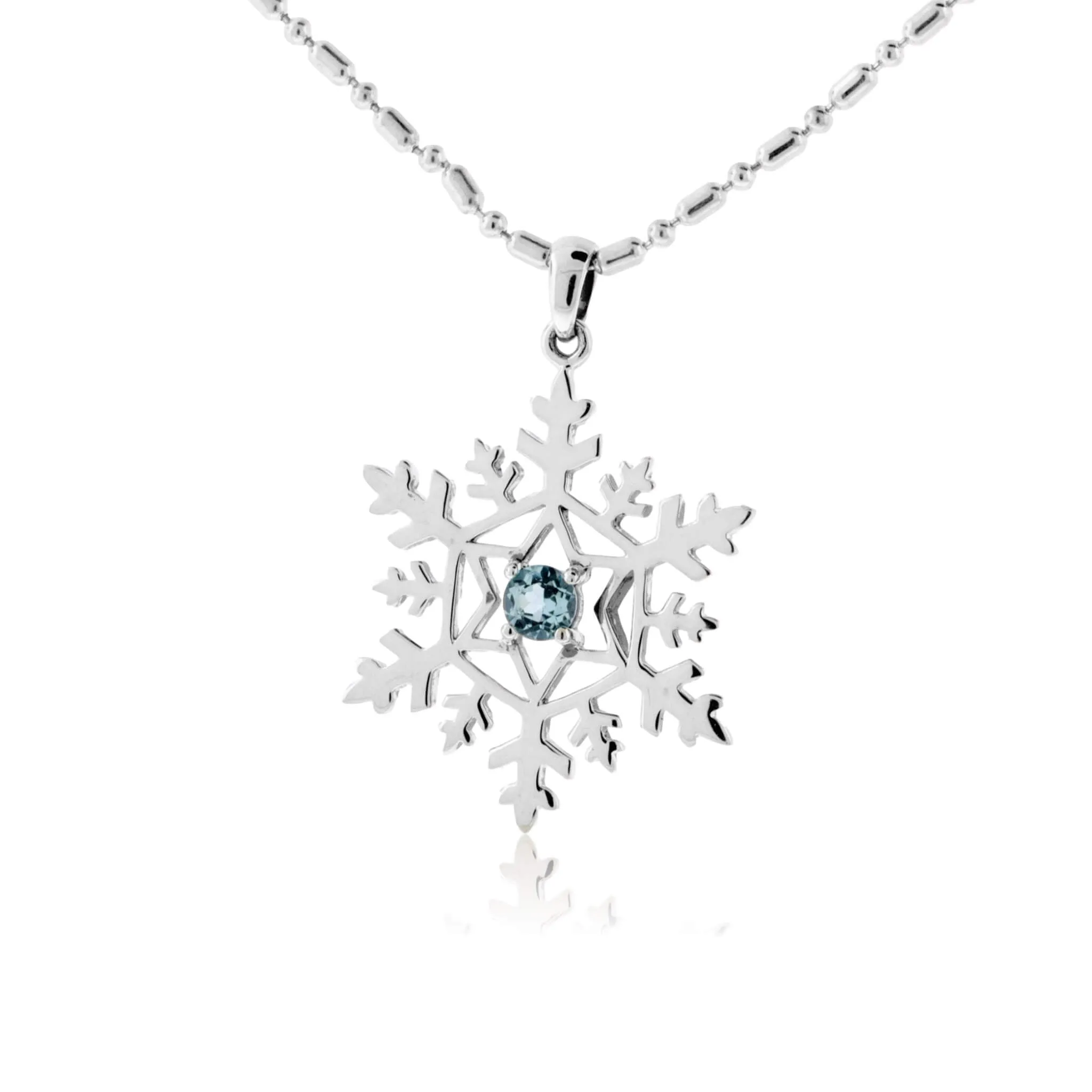 Blue Topaz Center Stone Snowflake Pendant