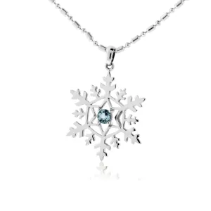 Blue Topaz Center Stone Snowflake Pendant