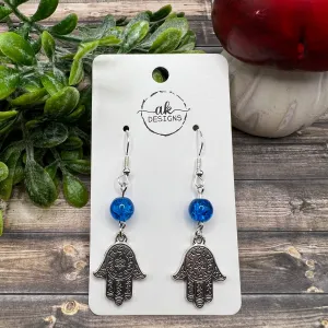 Blue Translucent Hamsa Earrings - Clearance