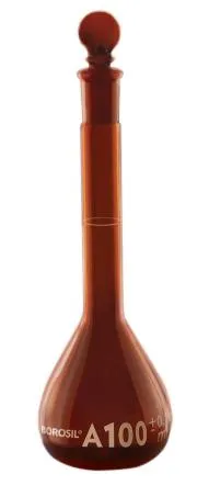 Borosil® Flasks, Volumetric, Class A, Amber, Polypropylene (PP) Stopper, 20mL, 10/19, Ind. Cert, CS/5