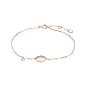 Bracelet à Graver Argent 925 Plaqué Or Rose Topaze Blanche