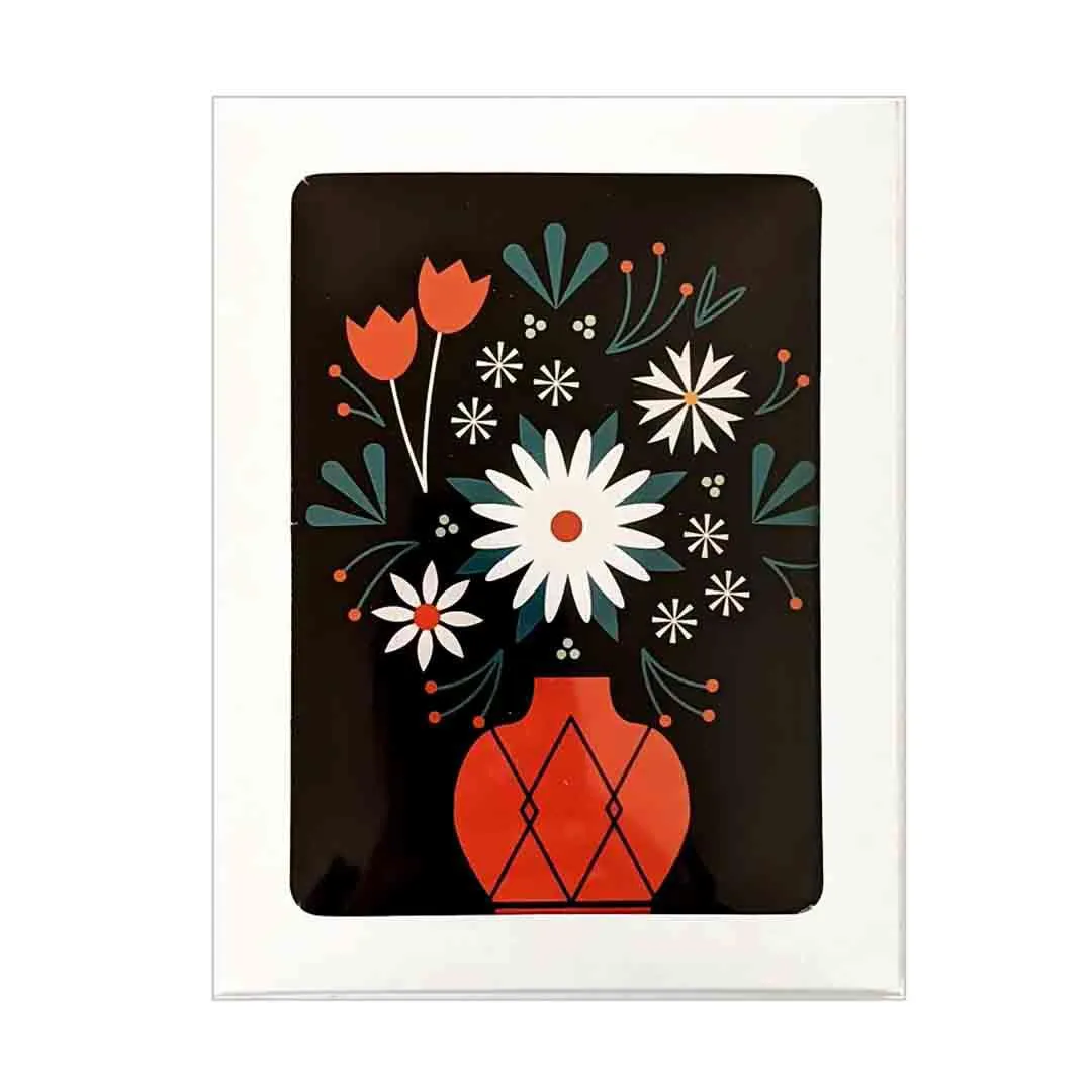 Card Set of 6 - Floral on Black by Amber Leaders Designs