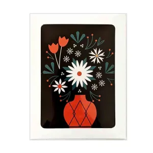 Card Set of 6 - Floral on Black by Amber Leaders Designs