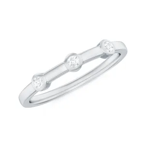 Certified Moissanite Three Stone Stackable Ring in Bezel Setting