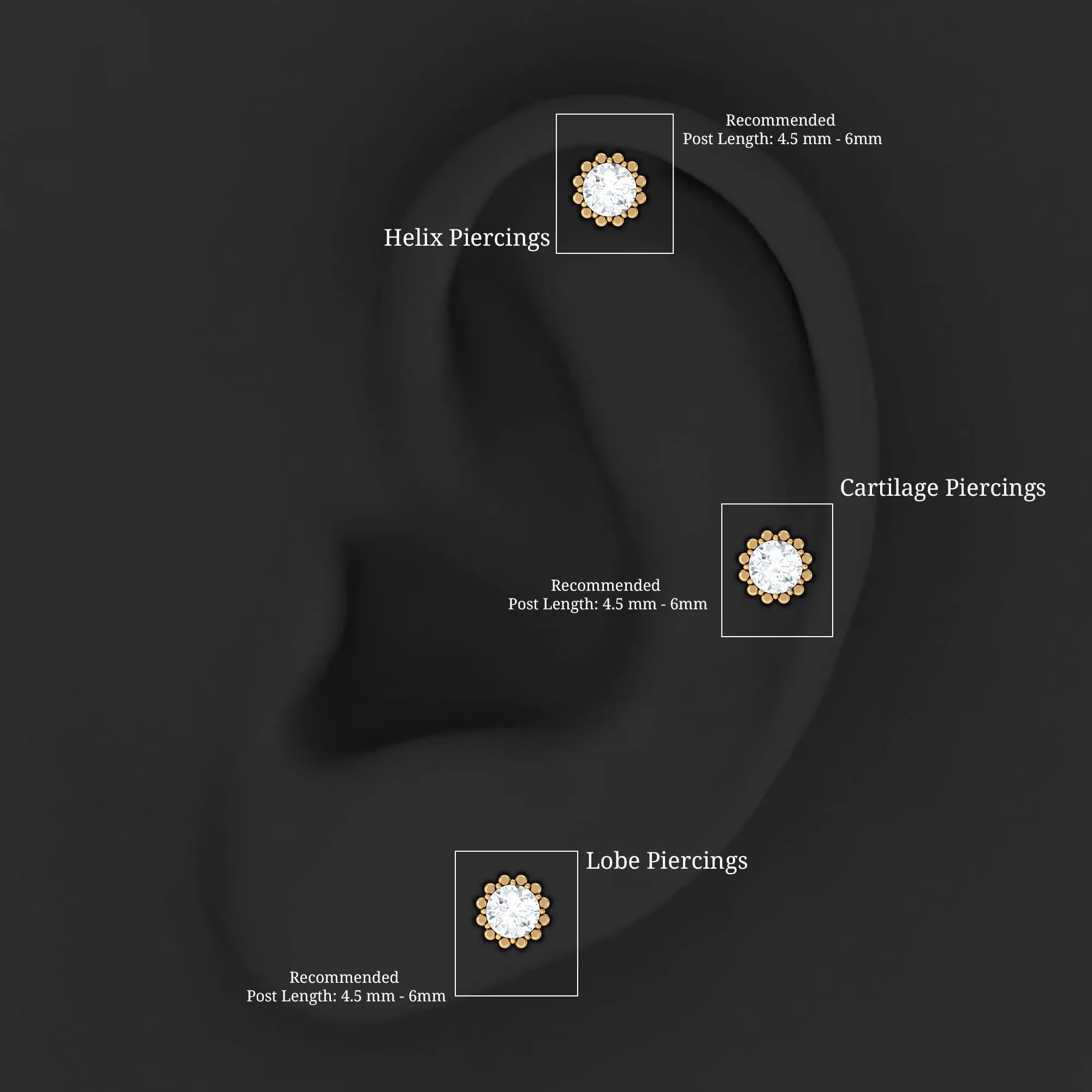 Certified Round Moissanite Simple Cartilage Earring
