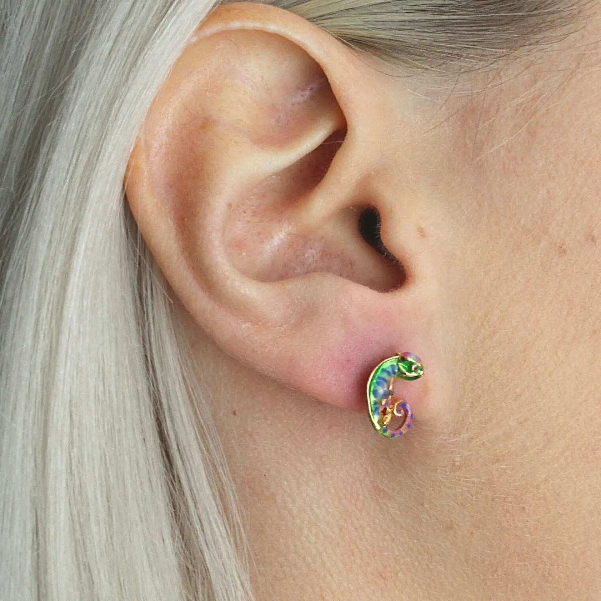 Chameleon Stud Earrings by Bill Skinner