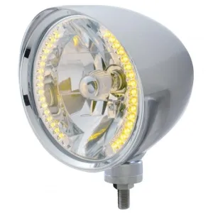 Chrome "Chopper" Headlight w/ Smooth Visor H4 Bulb