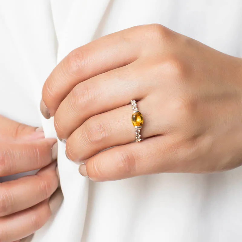 Citrine and White Topaz Ring