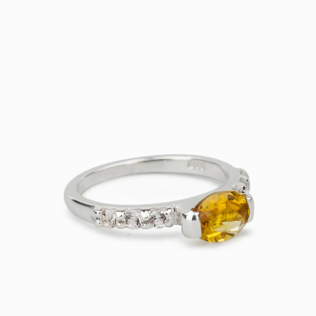 Citrine and White Topaz Ring