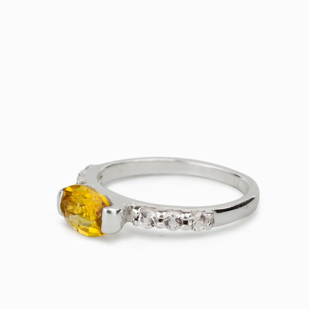 Citrine and White Topaz Ring
