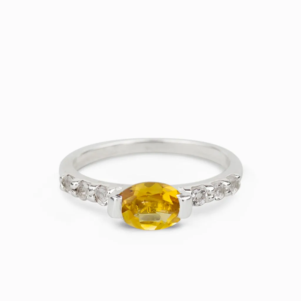 Citrine and White Topaz Ring