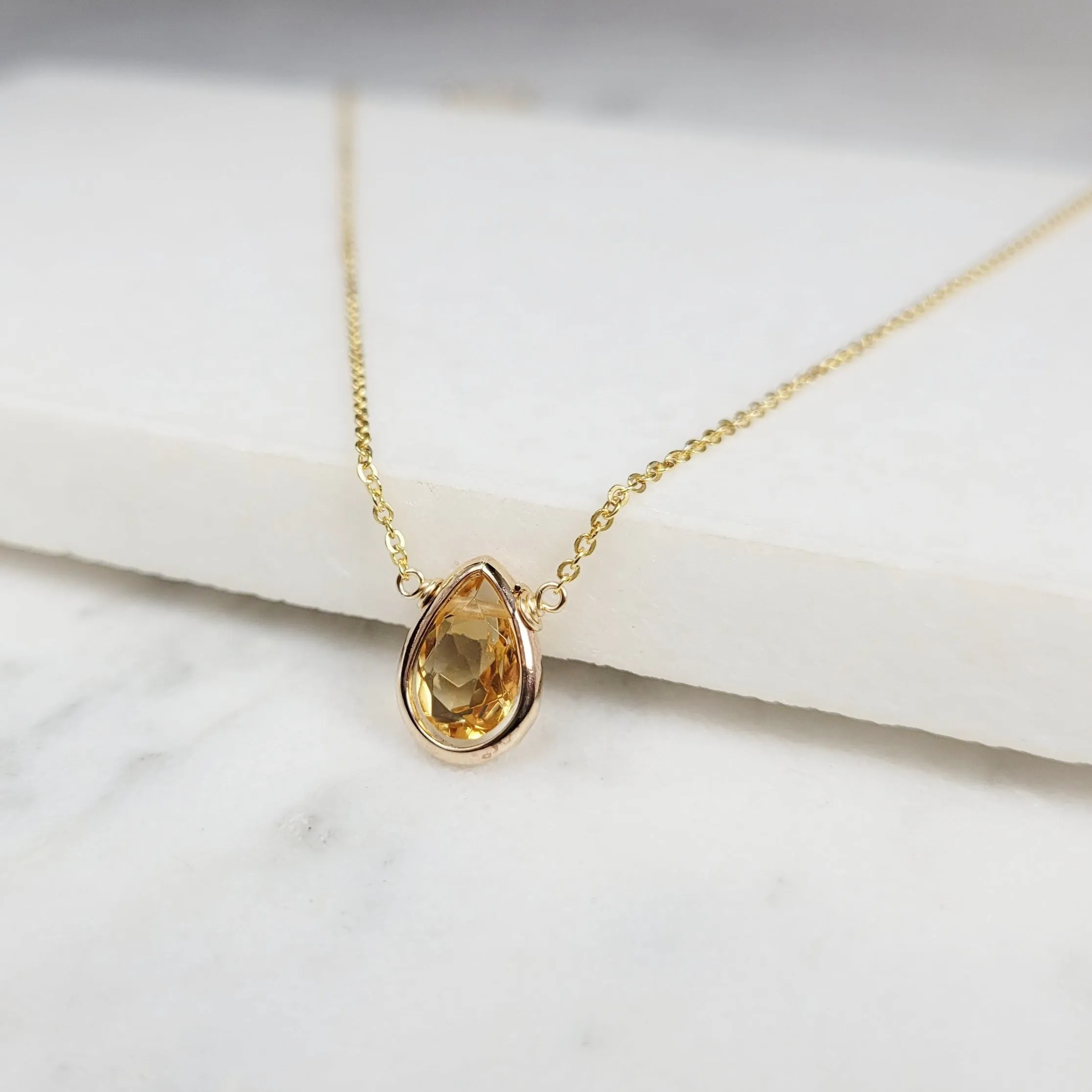 Citrine Briolette Pendant Necklace