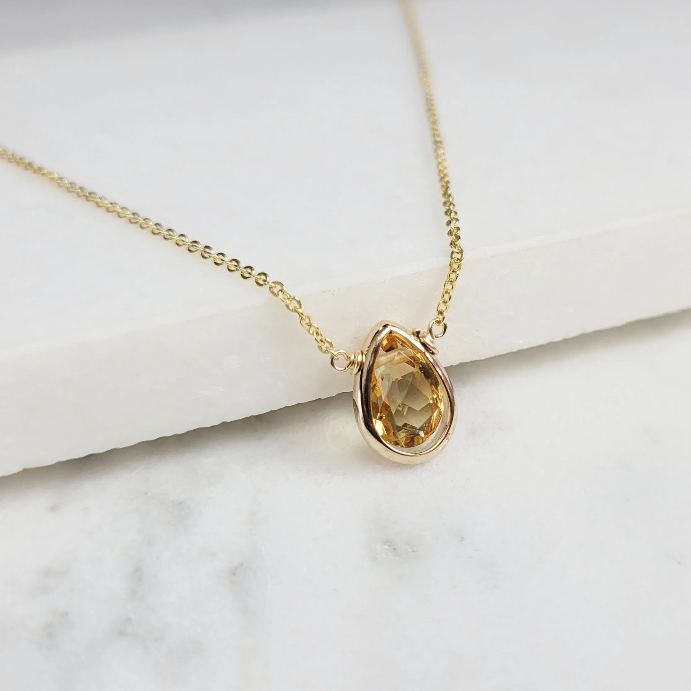 Citrine Briolette Pendant Necklace