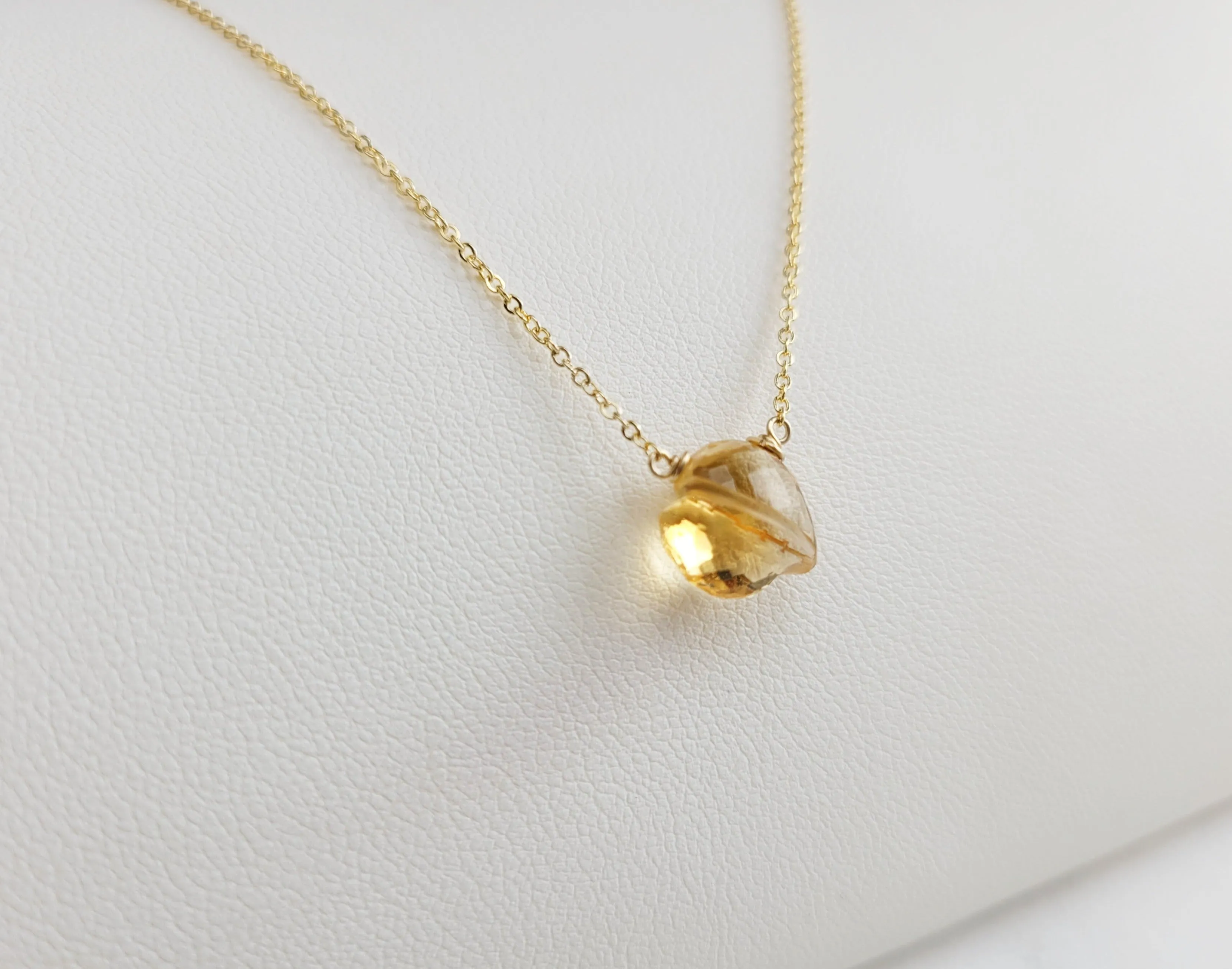Citrine Heart Briolette Necklace