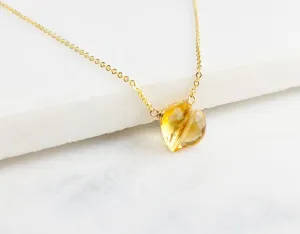 Citrine Heart Briolette Necklace