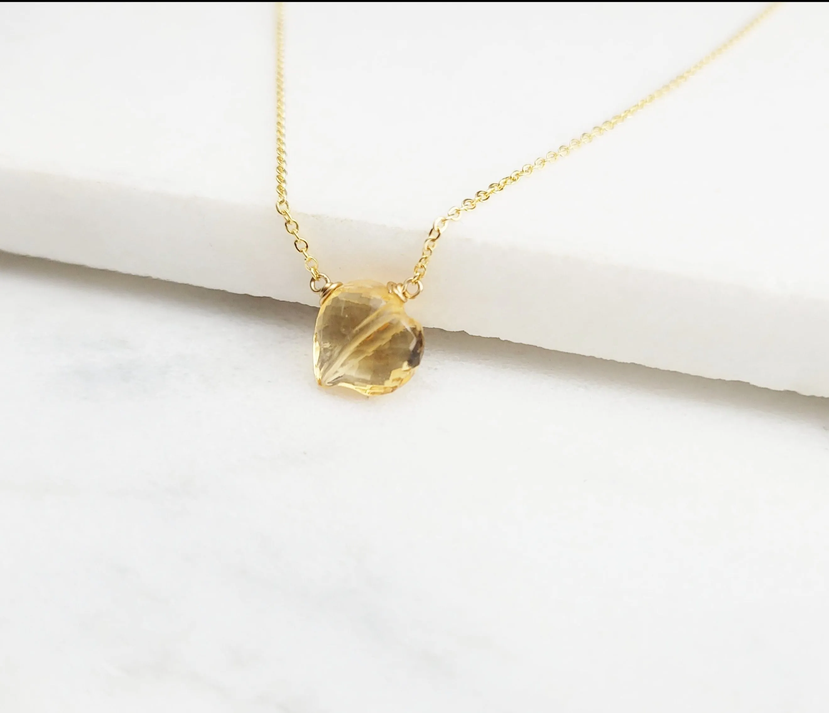 Citrine Heart Briolette Necklace