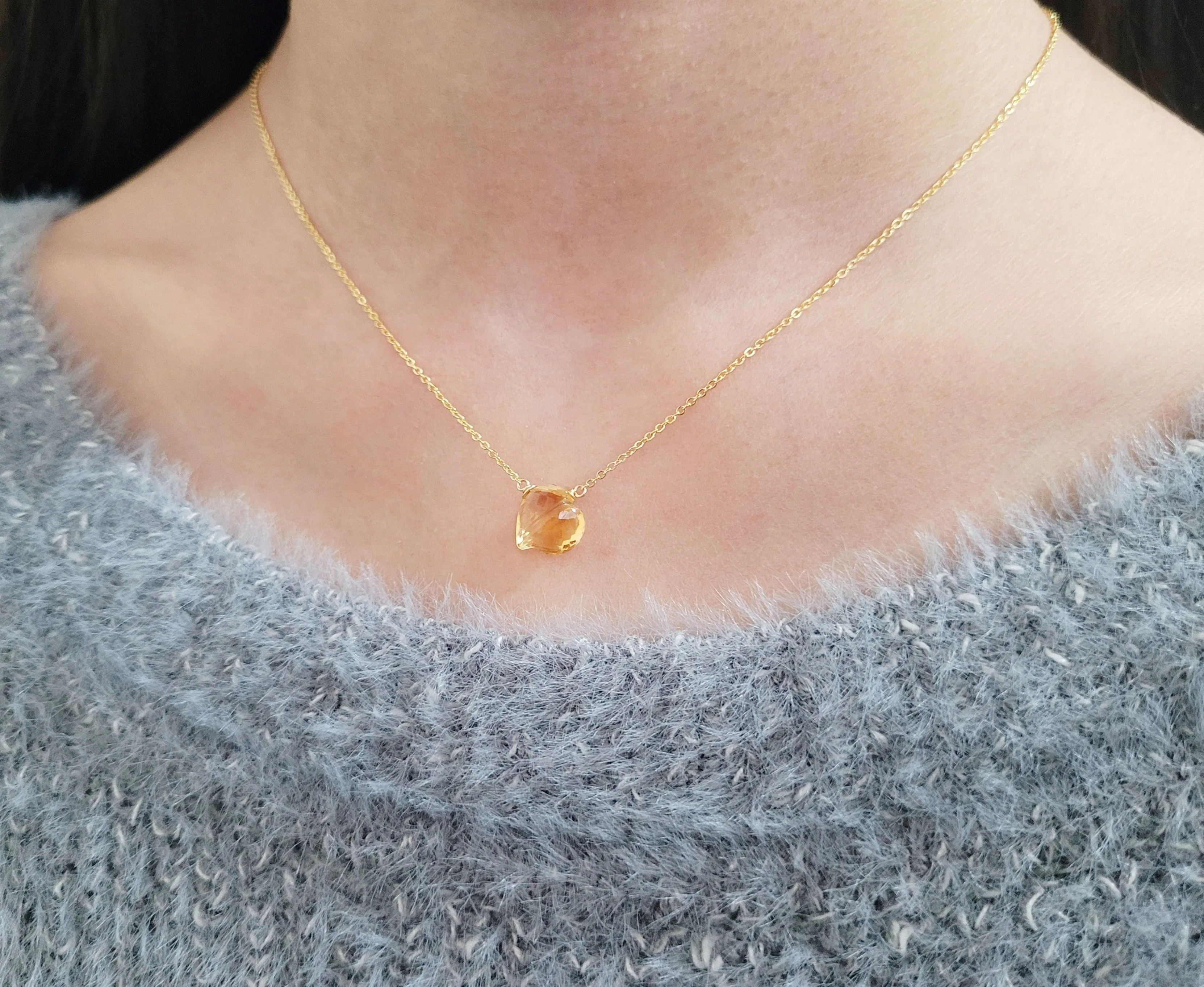 Citrine Heart Briolette Necklace