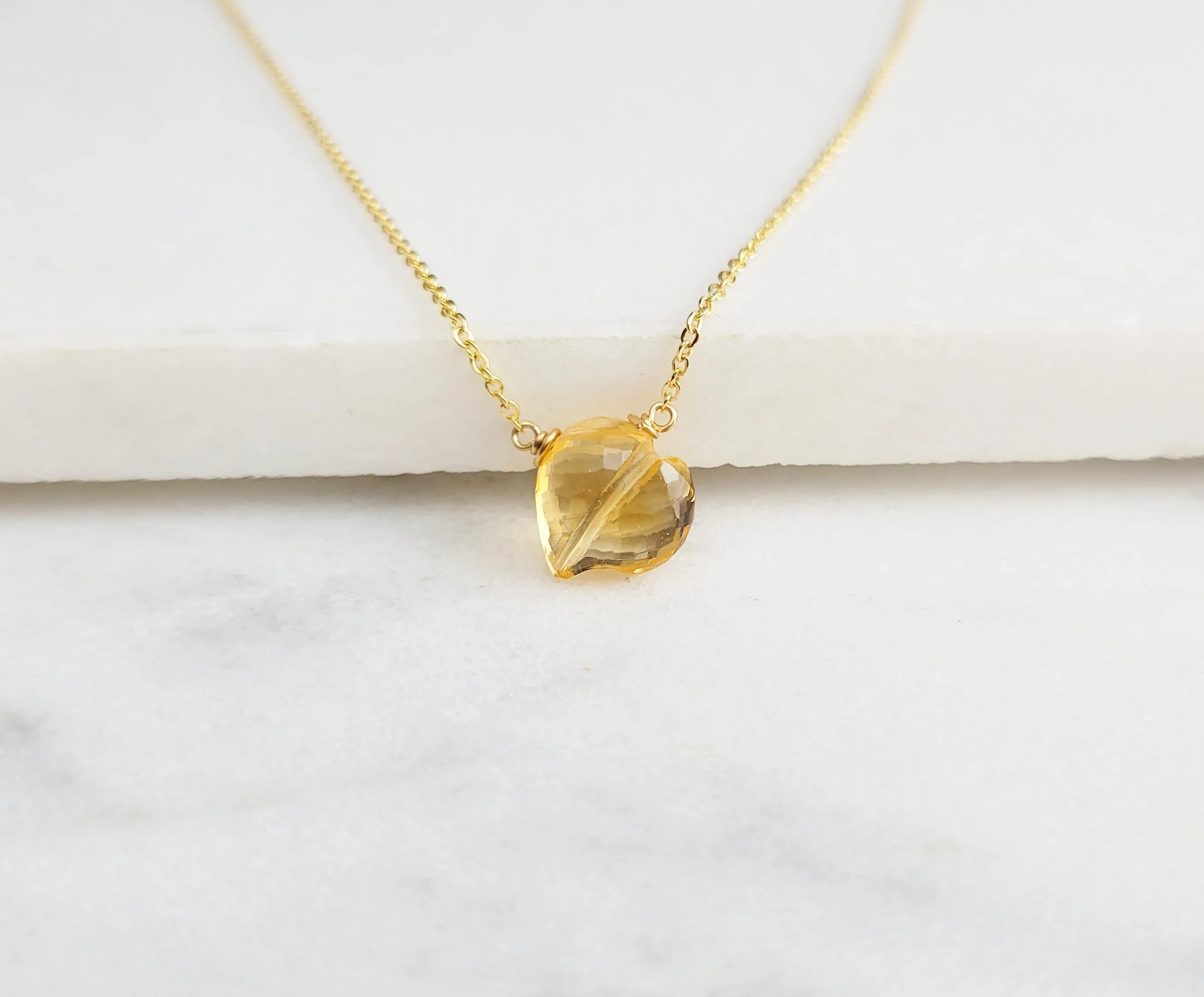 Citrine Heart Briolette Necklace