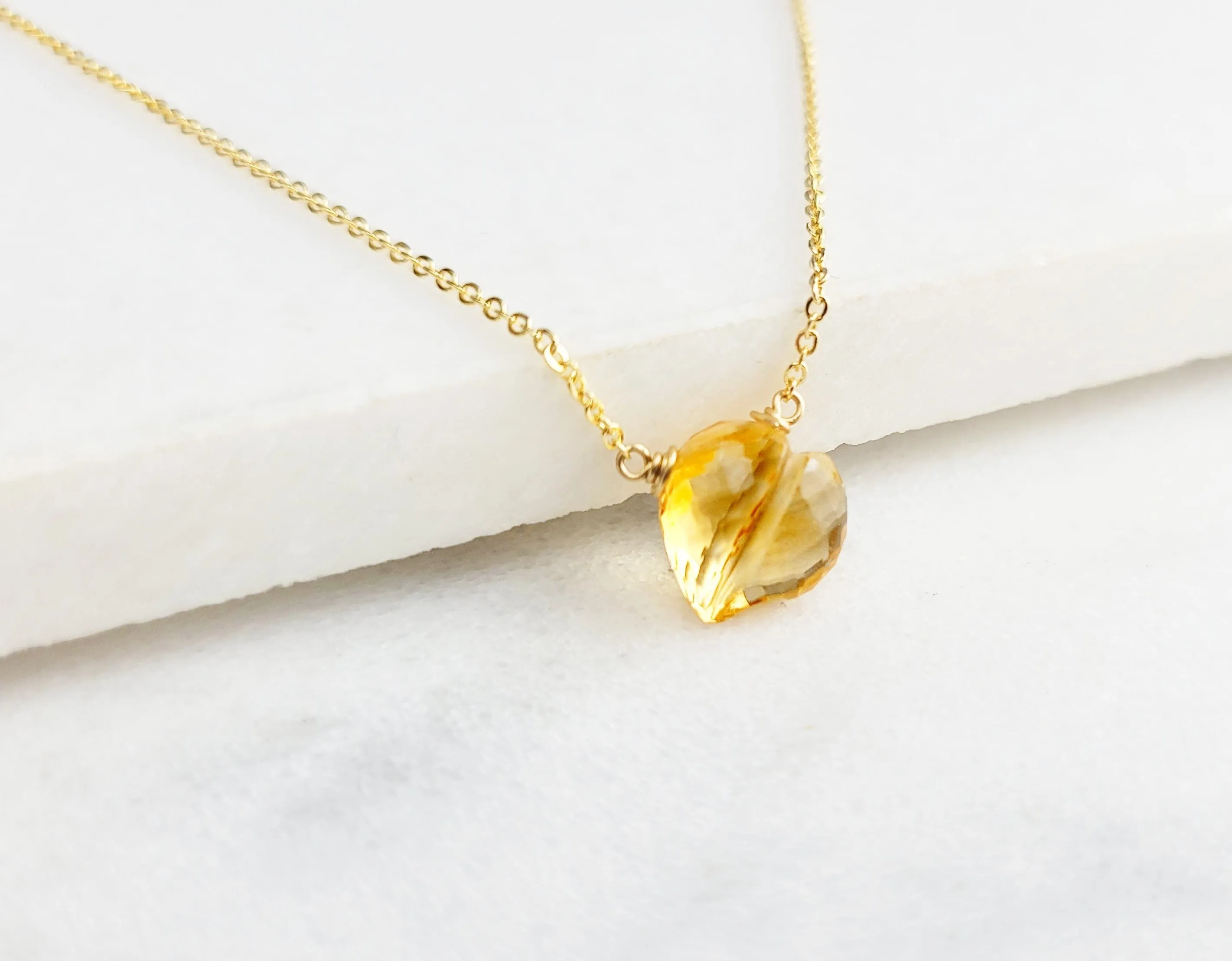 Citrine Heart Briolette Necklace