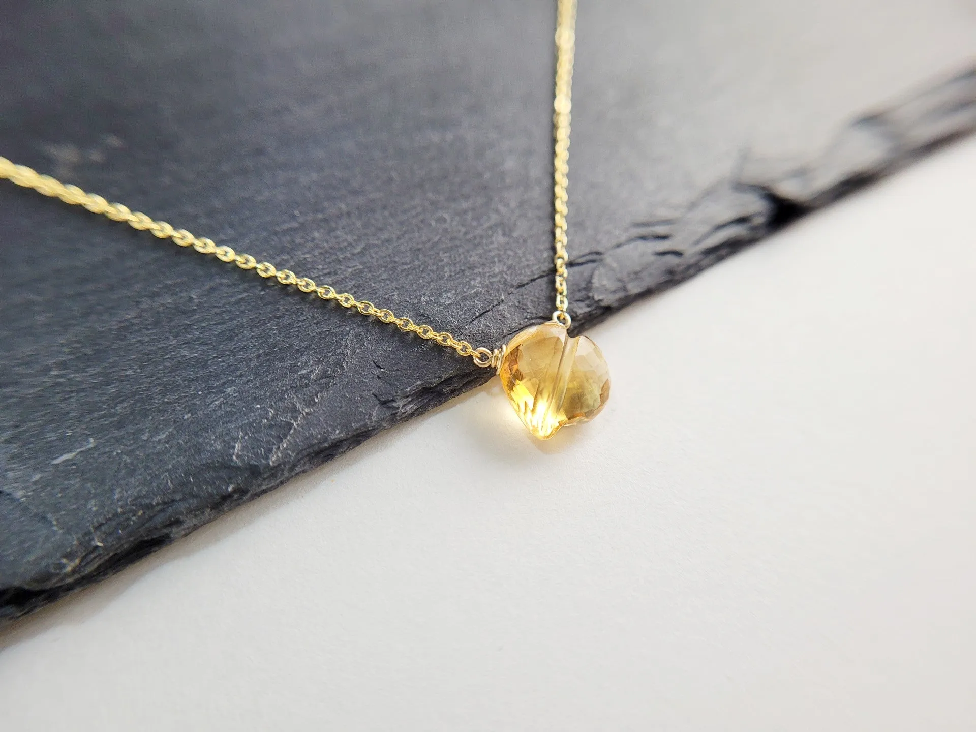 Citrine Heart Briolette Necklace