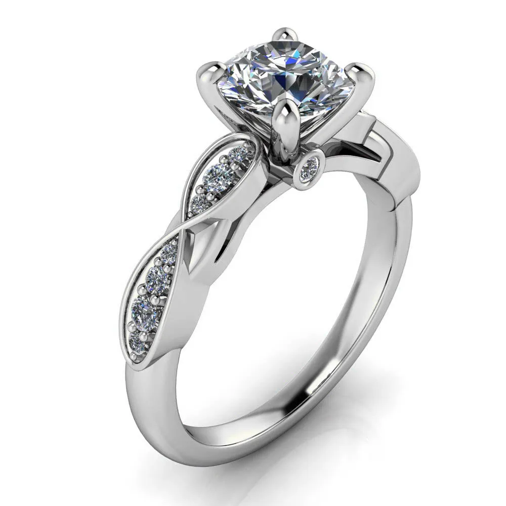Classic Bypass Engagement Ring with Round and Marquise Centers, Diamond Accent Sides, and Clean-Cut Design – Moissanite or Lab-Grown Diamond in Gold or Platinum - Hunter