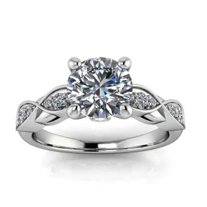 Classic Bypass Engagement Ring with Round and Marquise Centers, Diamond Accent Sides, and Clean-Cut Design – Moissanite or Lab-Grown Diamond in Gold or Platinum - Hunter