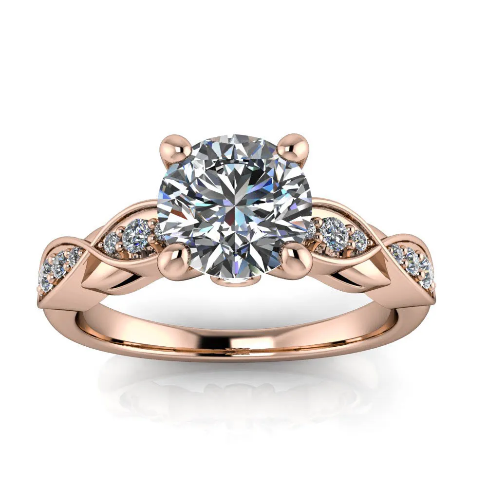 Classic Bypass Engagement Ring with Round and Marquise Centers, Diamond Accent Sides, and Clean-Cut Design – Moissanite or Lab-Grown Diamond in Gold or Platinum - Hunter