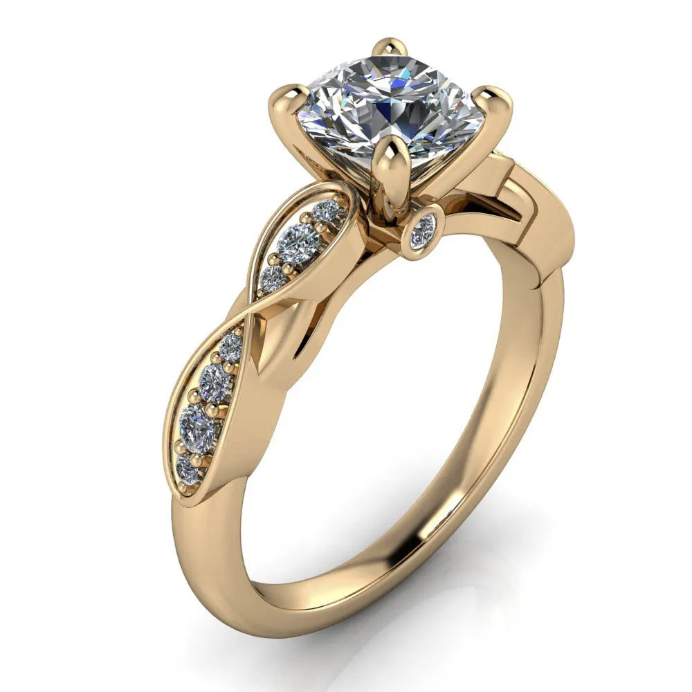 Classic Bypass Engagement Ring with Round and Marquise Centers, Diamond Accent Sides, and Clean-Cut Design – Moissanite or Lab-Grown Diamond in Gold or Platinum - Hunter
