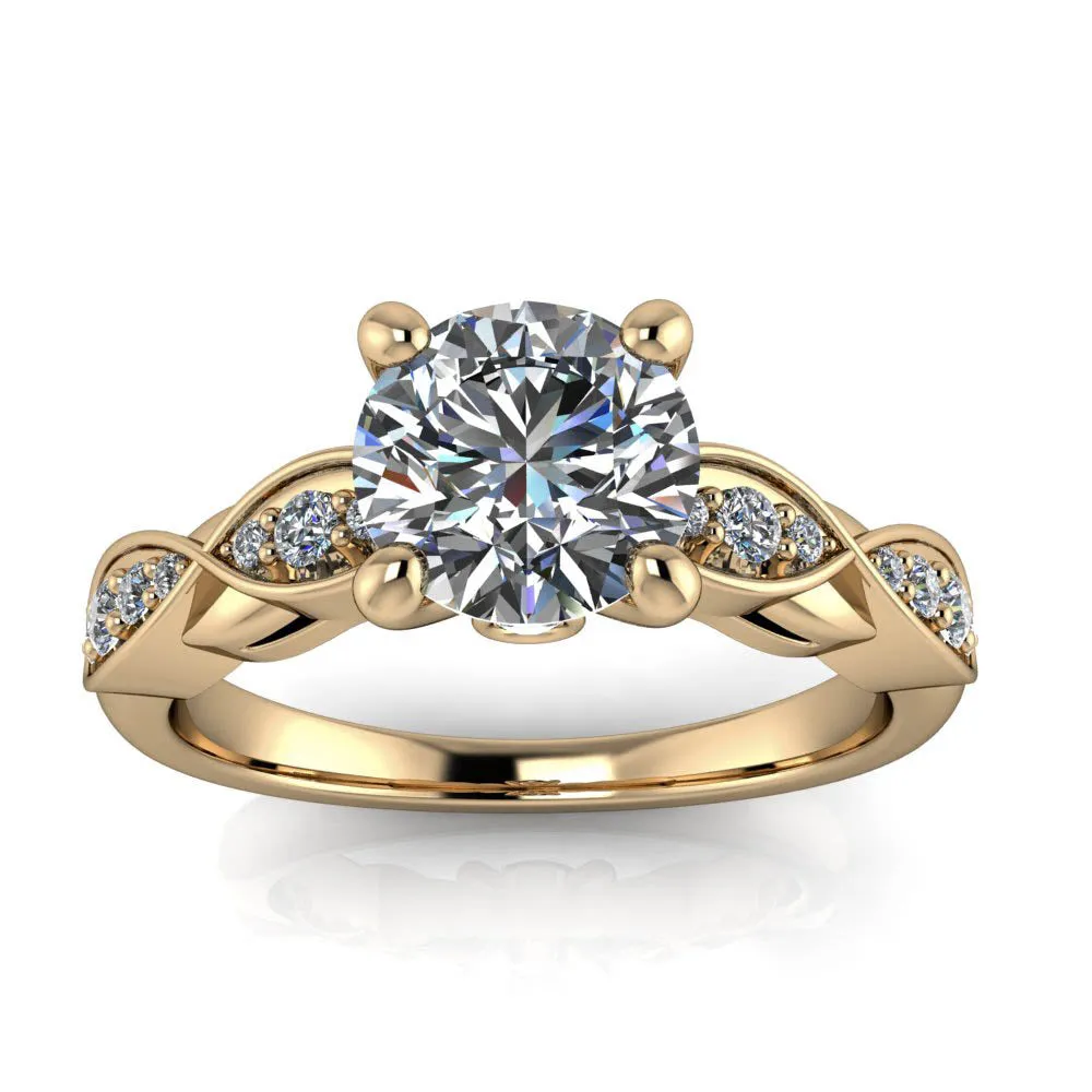 Classic Bypass Engagement Ring with Round and Marquise Centers, Diamond Accent Sides, and Clean-Cut Design – Moissanite or Lab-Grown Diamond in Gold or Platinum - Hunter