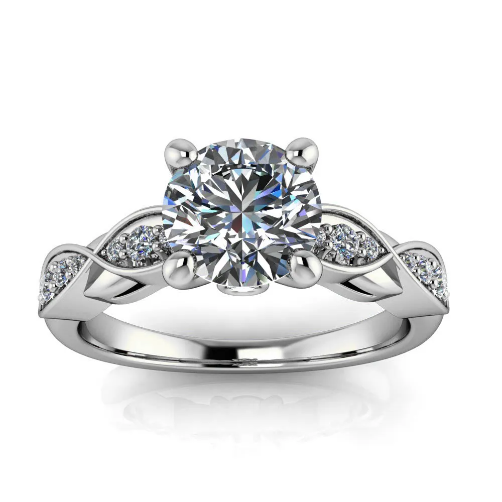 Classic Bypass Engagement Ring with Round and Marquise Centers, Diamond Accent Sides, and Clean-Cut Design – Moissanite or Lab-Grown Diamond in Gold or Platinum - Hunter
