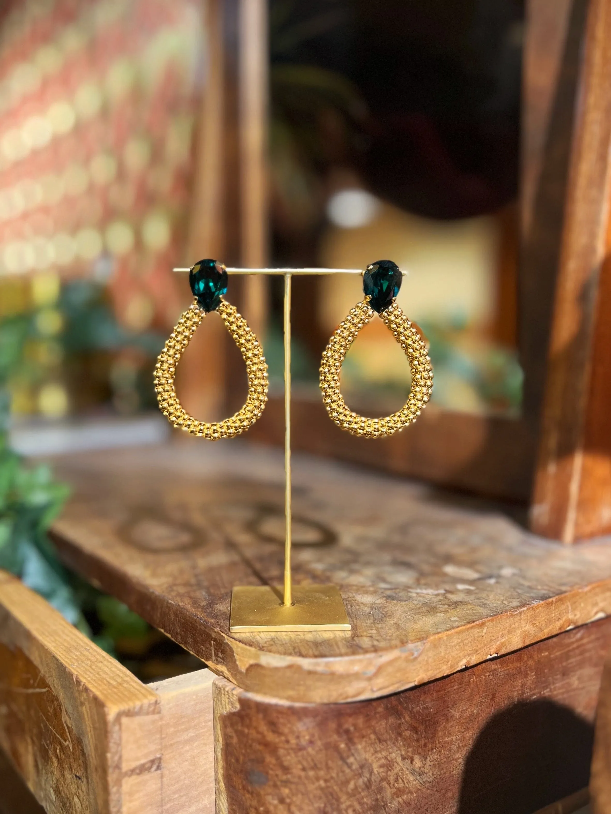 Classic Rope earrings - emerald