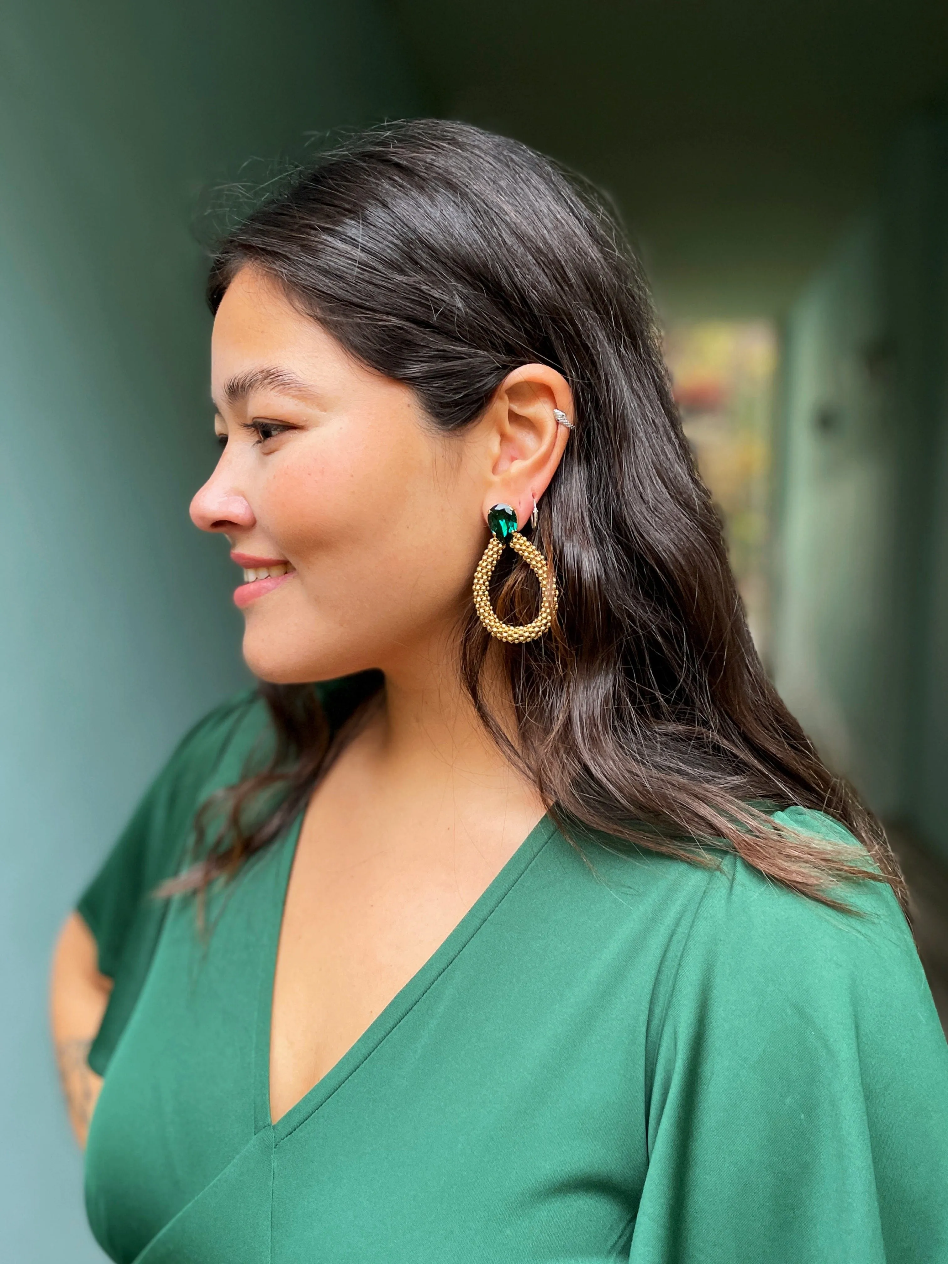 Classic Rope earrings - emerald
