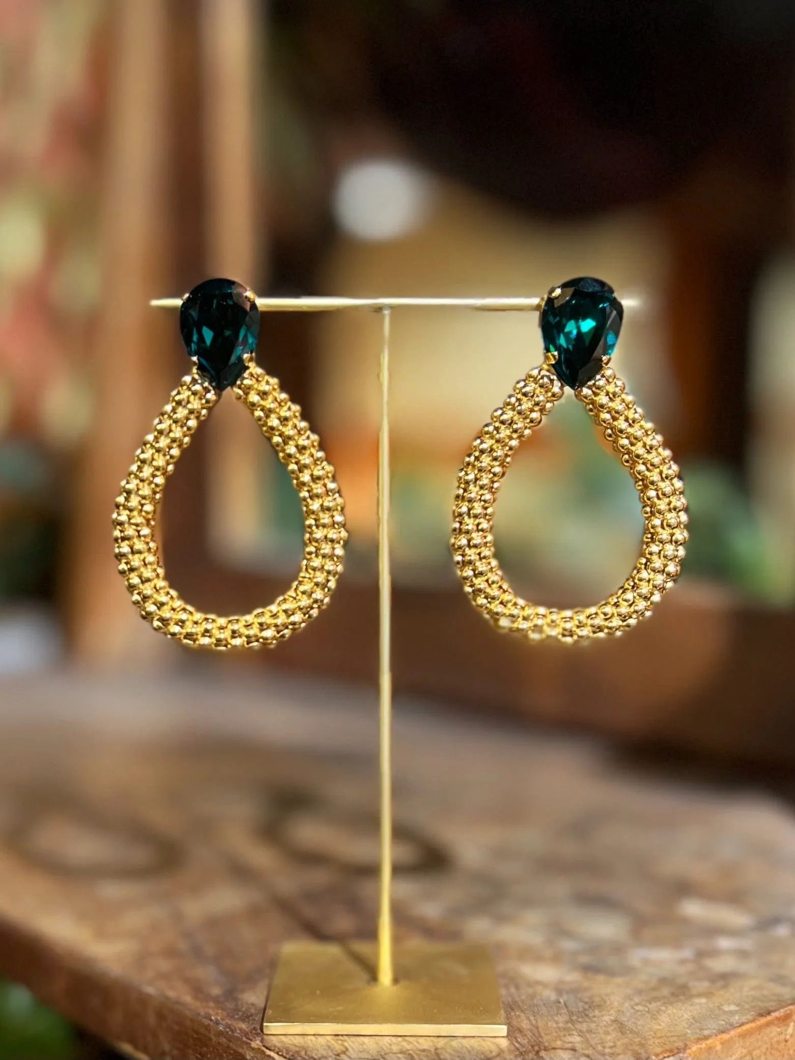 Classic Rope earrings - emerald