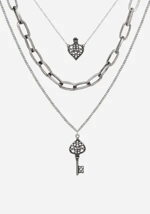 Claustrum Gothic Key Layered Necklace