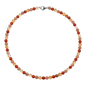Collier Joie de vivre/Bonne humeur avec fermoir acier inoxydable — Cornaline, Citrine chauffée A & Pierre de soleil A  (numéro 11)