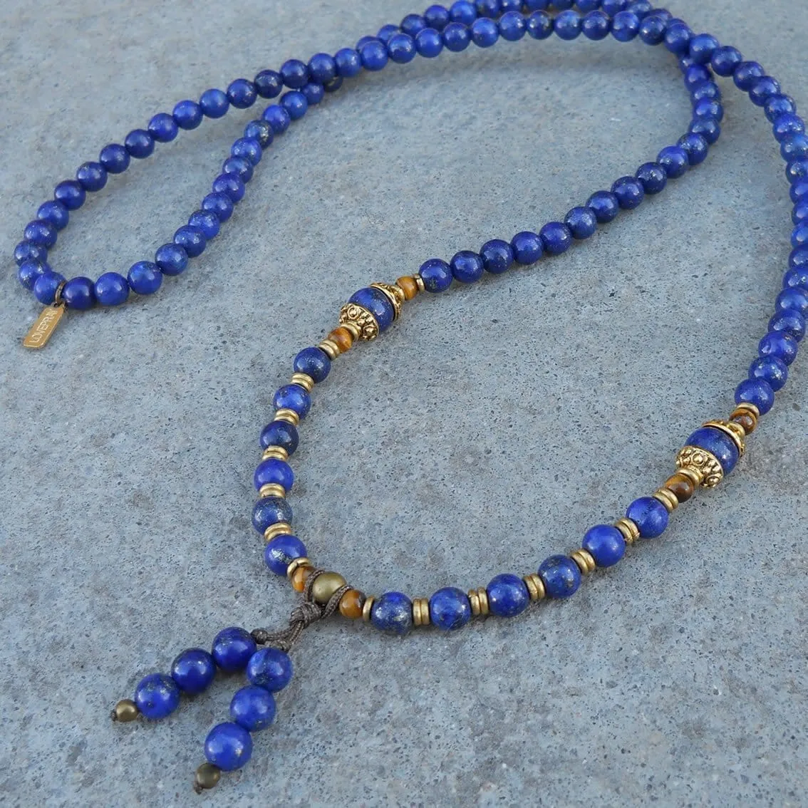 Compassion, Lapis Lazuli Gemstone 108 Bead Mala Convertible Necklace