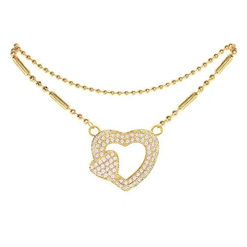 Cubic Zirconia Heart Anklet Gold