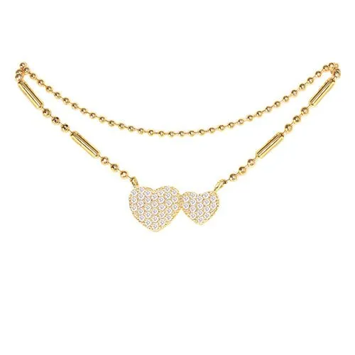 Cubic Zirconia Heart Anklet Gold