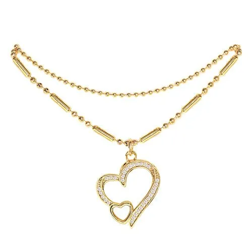 Cubic Zirconia Heart Anklet Gold