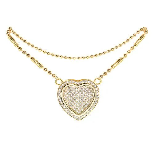 Cubic Zirconia Heart Anklet Gold