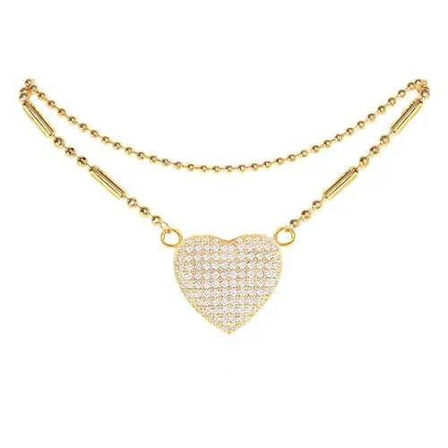 Cubic Zirconia Heart Anklet Gold